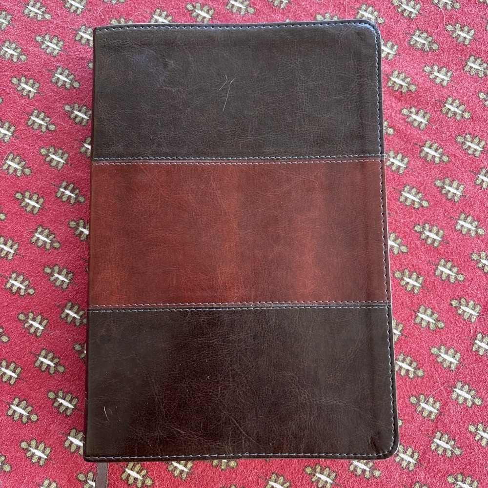 The Holy Bible King James Version Giant Print 2 Tone Brown Leather Thumb Indexed